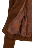 Juliana Woman Brown Short Oversize Suede Jacket | Derimod