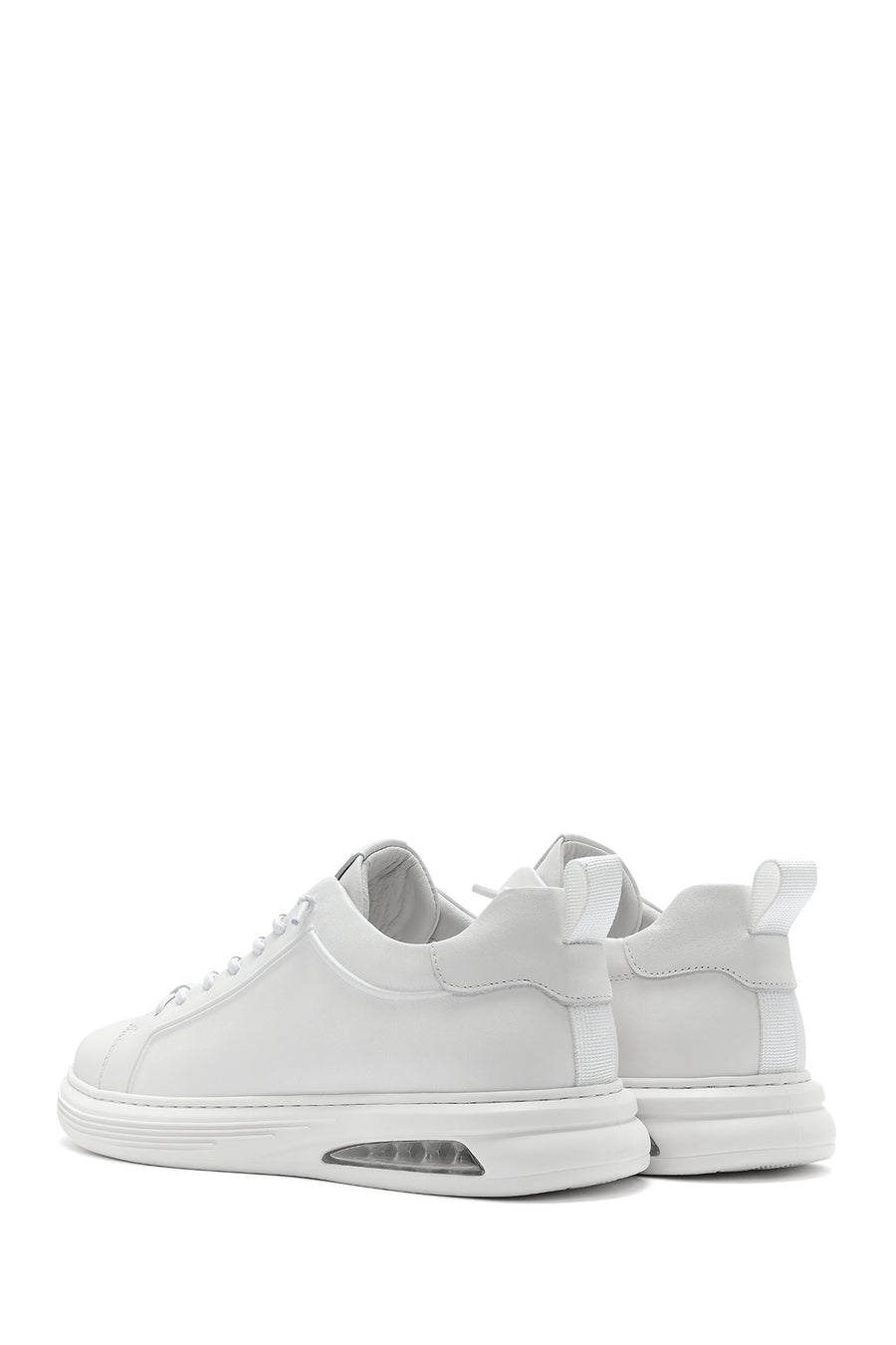 Men's White Lace-up Leather Sneaker