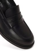 Woman Black Chunky-Heeled Leather Masculine Loafer | Derimod
