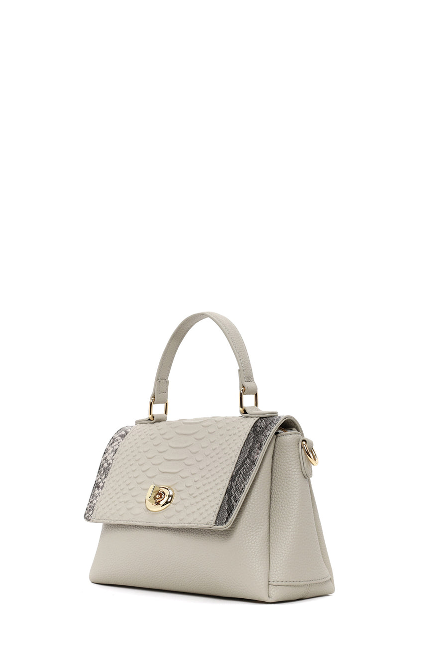Woman Gray Long-Strap Patterned Shoulder Bag
