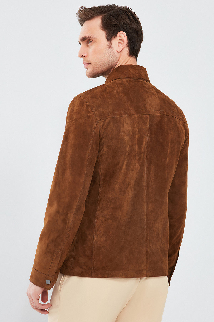 Gavi Men's Brown Suede Leather Coat