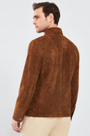 Gavi Men's Brown Suede Leather Coat | Derimod