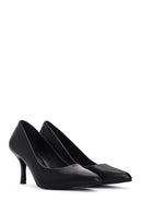 Women's Black Thin Heeled Leather Stiletto | Derimod