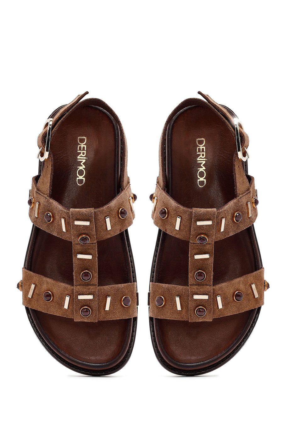 Women's Mink Stone Suede Leather Sandals