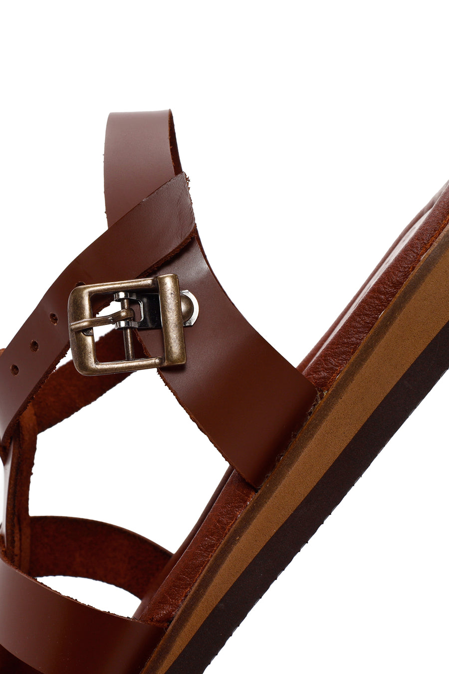 Women's Brown Ankle Strap Leather Comfort Sandals