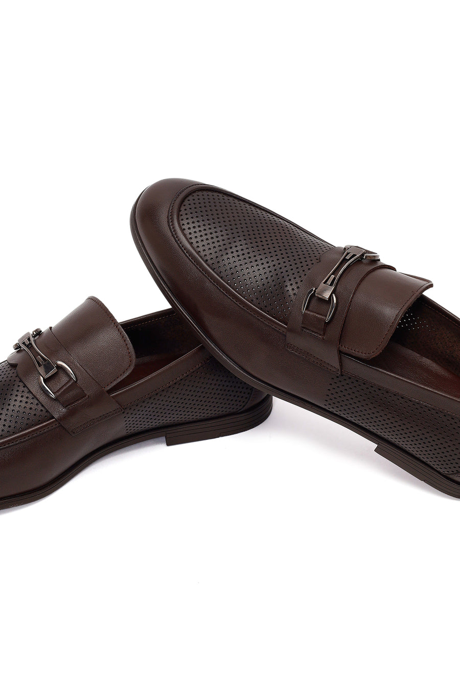 Men's Brown Buckle Leather Casual Loafer
