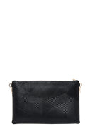 Women's Black Chain Strap Patterned Clutch Bag | Derimod