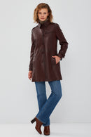 Scarlet Women's Brown Leather Trench Coat | Derimod