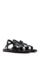 Women's Black Ankle Strap Leather Comfort Sandals | Derimod