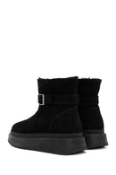 Women's Black Thick-Soled Suede Leather Boots | Derimod