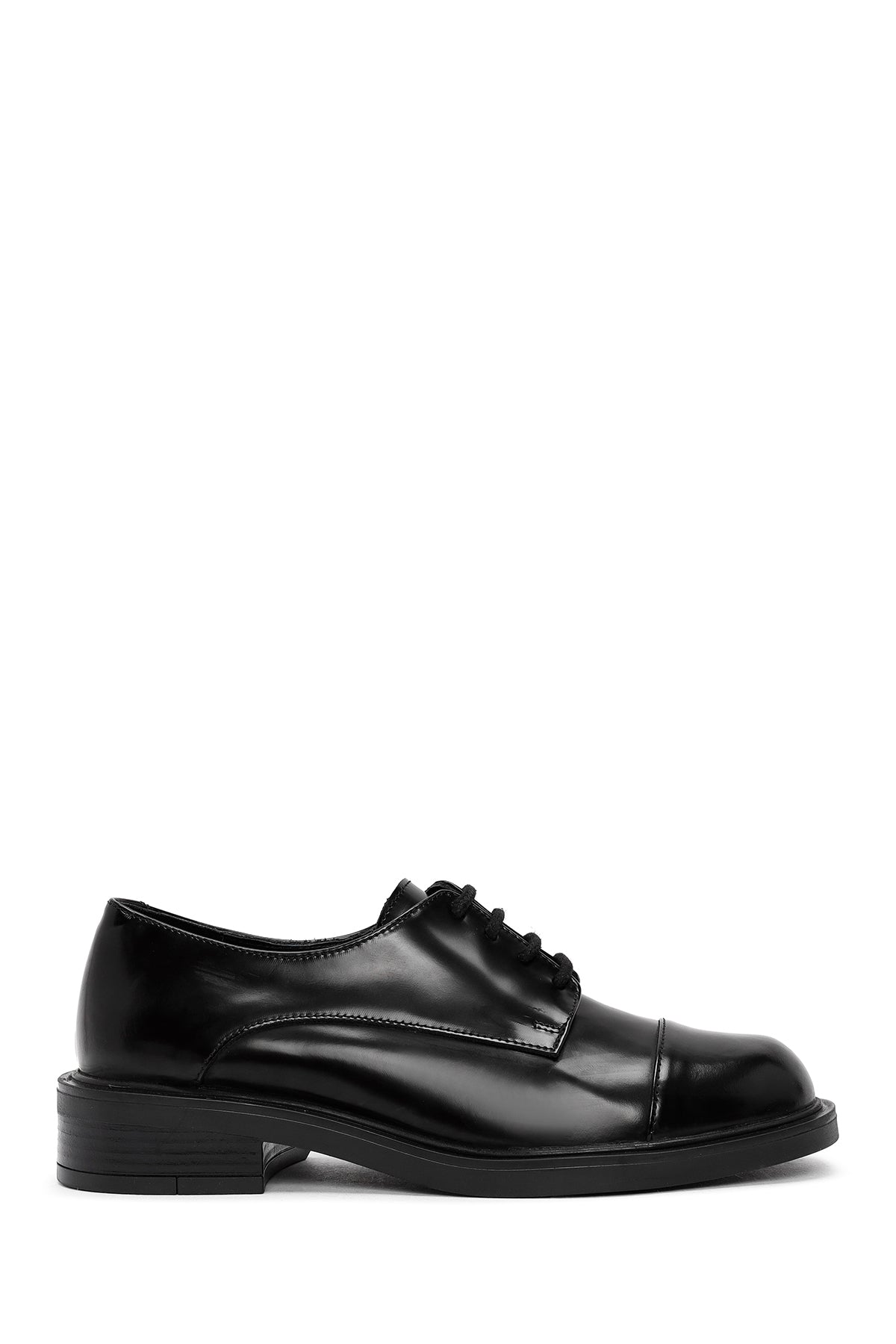 Women's Black Lace-Up Leather Masculine Loafer 24WFD141222 | Derimod