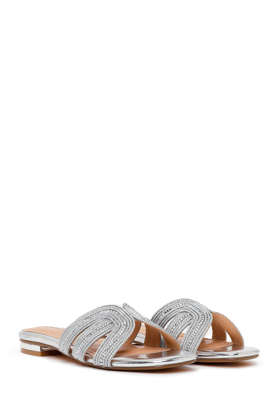 Woman Silver Slipper with Stones