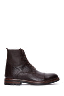 Men's Brown Leather Zippered Boots | Derimod