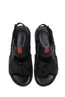 Men's Black Leather Sandals | Derimod