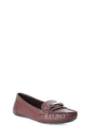 Brown Women's Loafer with Buckle | Derimod