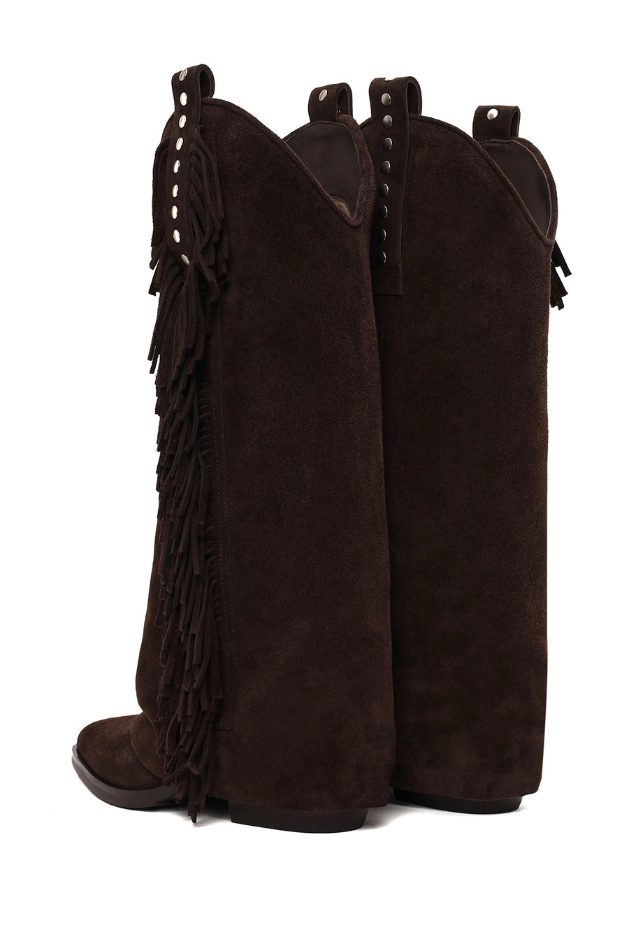 Woman Brown Thick-Heeled Suede Cowboy Boots