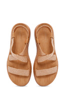 Kadın Bej Hasır Comfort Sandalet | Derimod