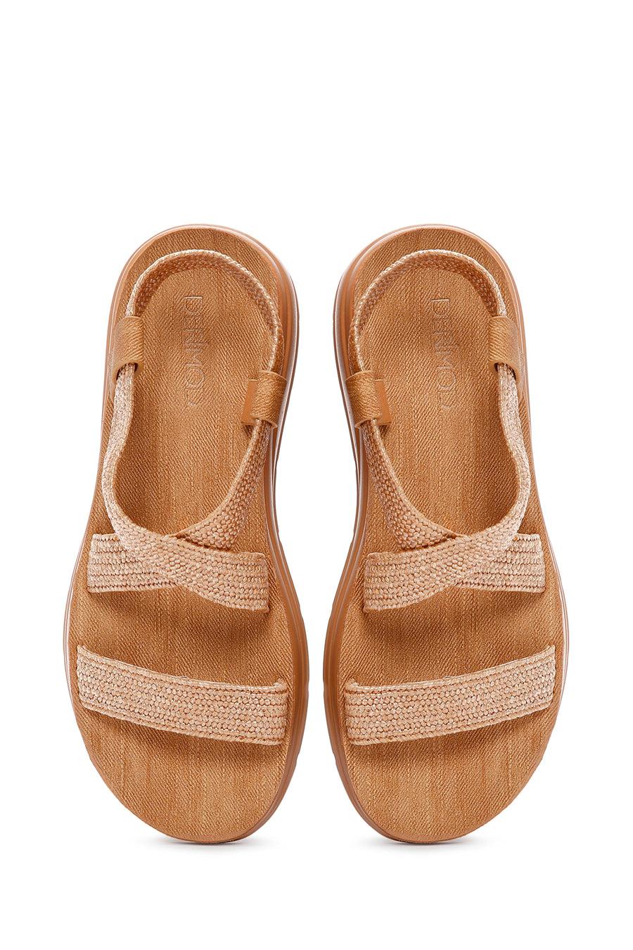 Women's Beige Straw Comfort Sandals