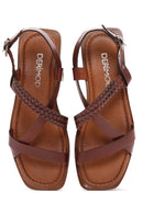 Women's Brown Leather Bodrum Sandals | Derimod