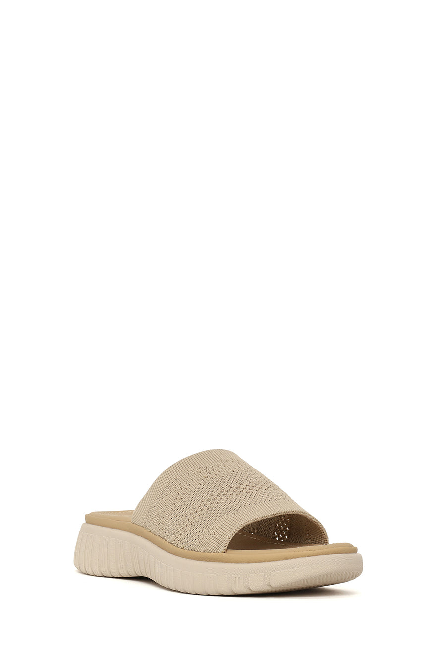 Woman Beige Thick-Soled Patterned Comfort Slippers