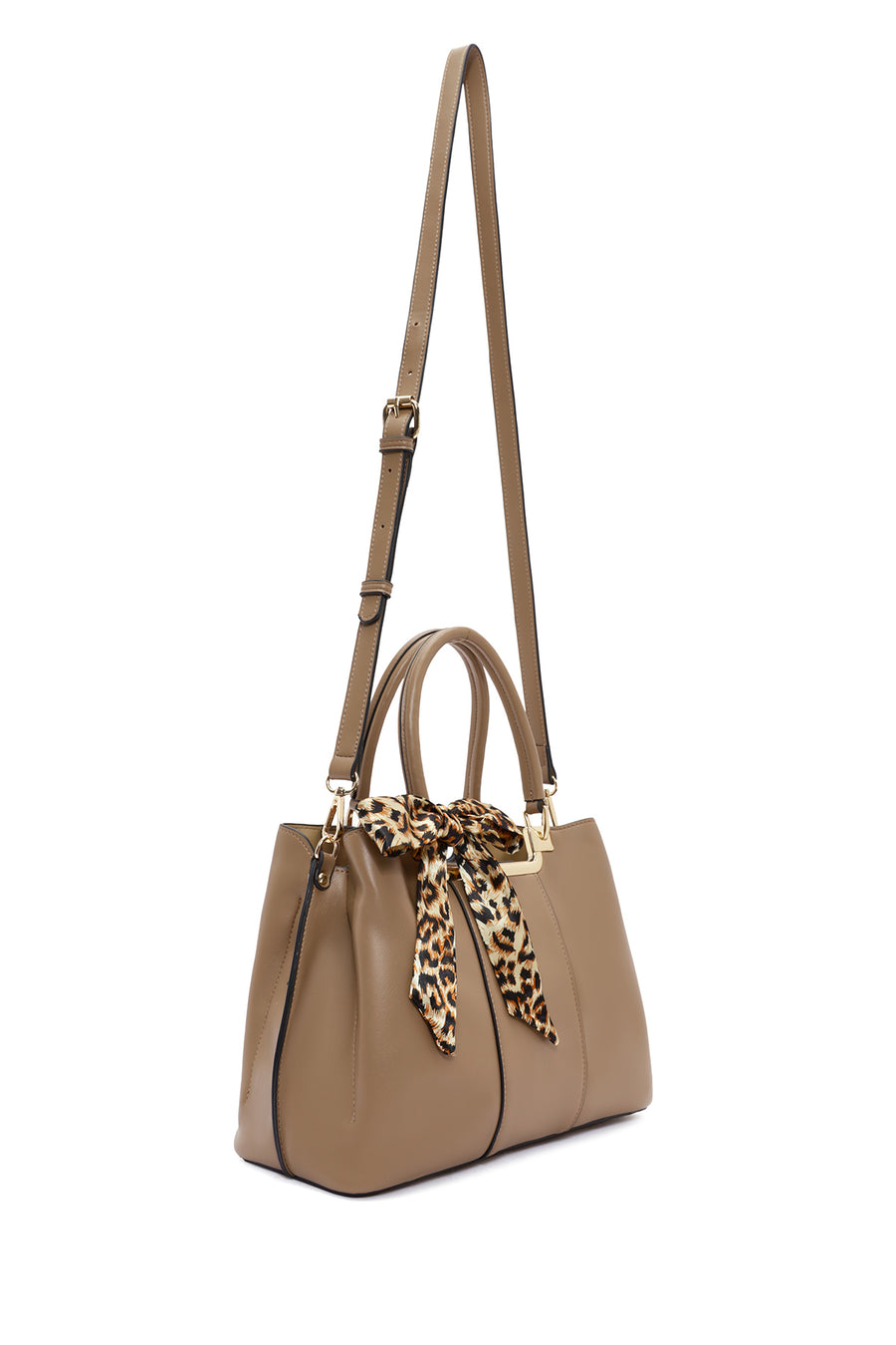 Women's Beige Long Strap Handbag with Accessory Detail