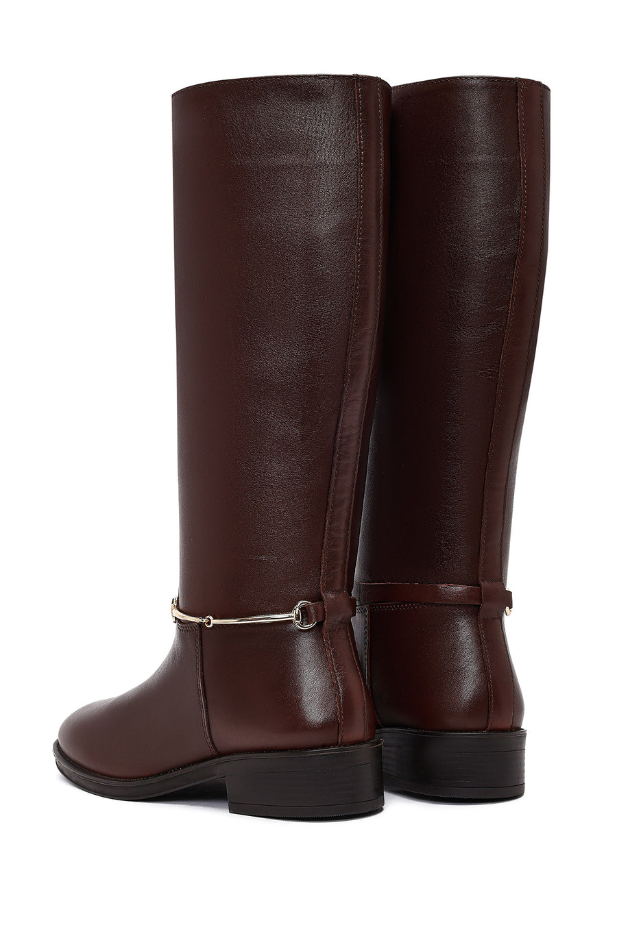 Women's Brown Leather Boots with Accessories