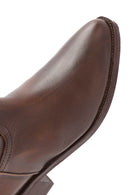 Women's Brown Chunky Heel Leather Cowboy Boots | Derimod