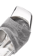 Women's Silver Stone Thin Heeled Slippers | Derimod