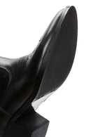 Kadın Siyah Deri Topuklu Kovboy Western Çizme | Derimod
