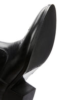 Women's Black Low Heel Leather Cowboy Boots | Derimod