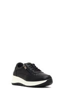 Woman Black Lace-Up Thick-Soled Leather Sneaker | Derimod