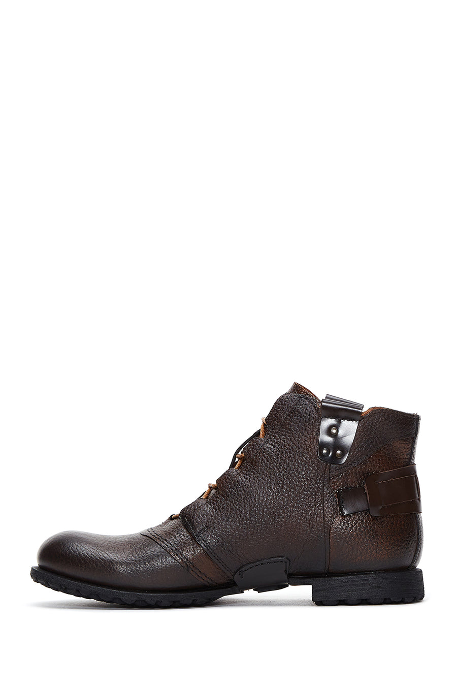 Men's Brown Leather Flat Boots