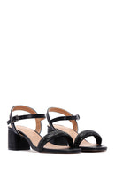 Women's Black Stone Thick Heeled Sandals | Derimod