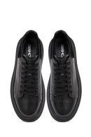 Erkek Siyah Bağcıklı Kalın Tabanlı Deri Sneaker | Derimod