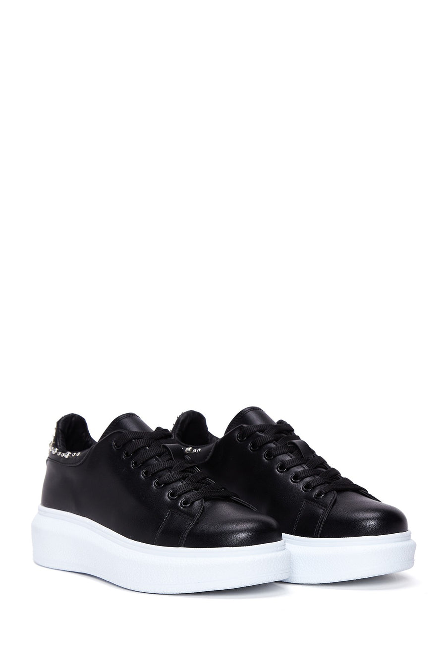 Women's Black Stone Thick Soled Sneaker