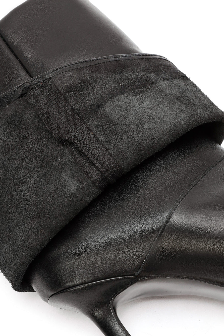 Women's Black Thin Heeled Leather Boots