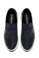 Men's Navy Blue Leather Casual Loafer | Derimod