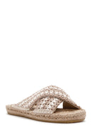 Women's Beige Knitted Espadrille Slippers | Derimod