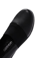 Women's Black Leather Wedge Heel Comfort Loafer | Derimod