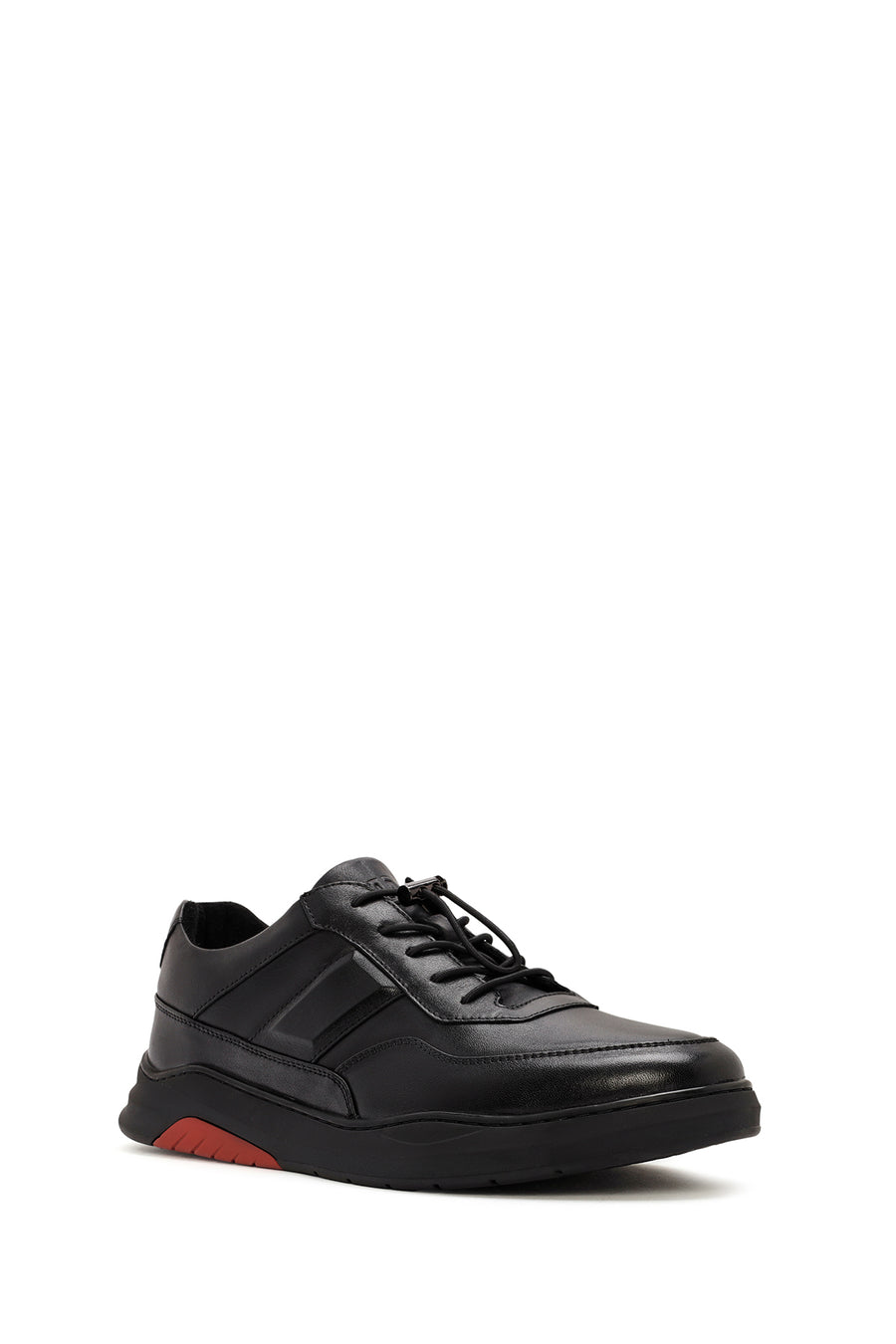 Men's Black Lace-up Leather Sneaker