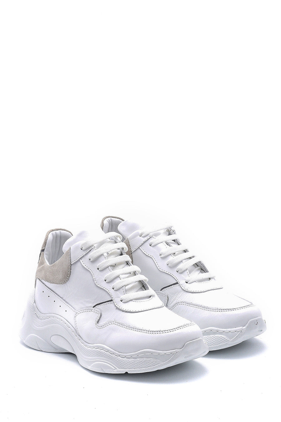 Women's Leather High-Sole Sneaker