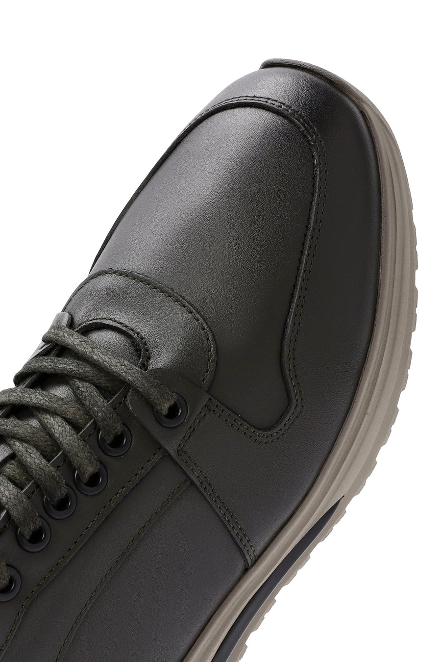 Erkek Yeşil Bağcıklı Deri Casual Sneaker