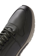 Men's Green Lace-Up Leather Casual Sneakers | Derimod