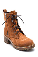 Women's Tan Suede Leather Boots | Derimod