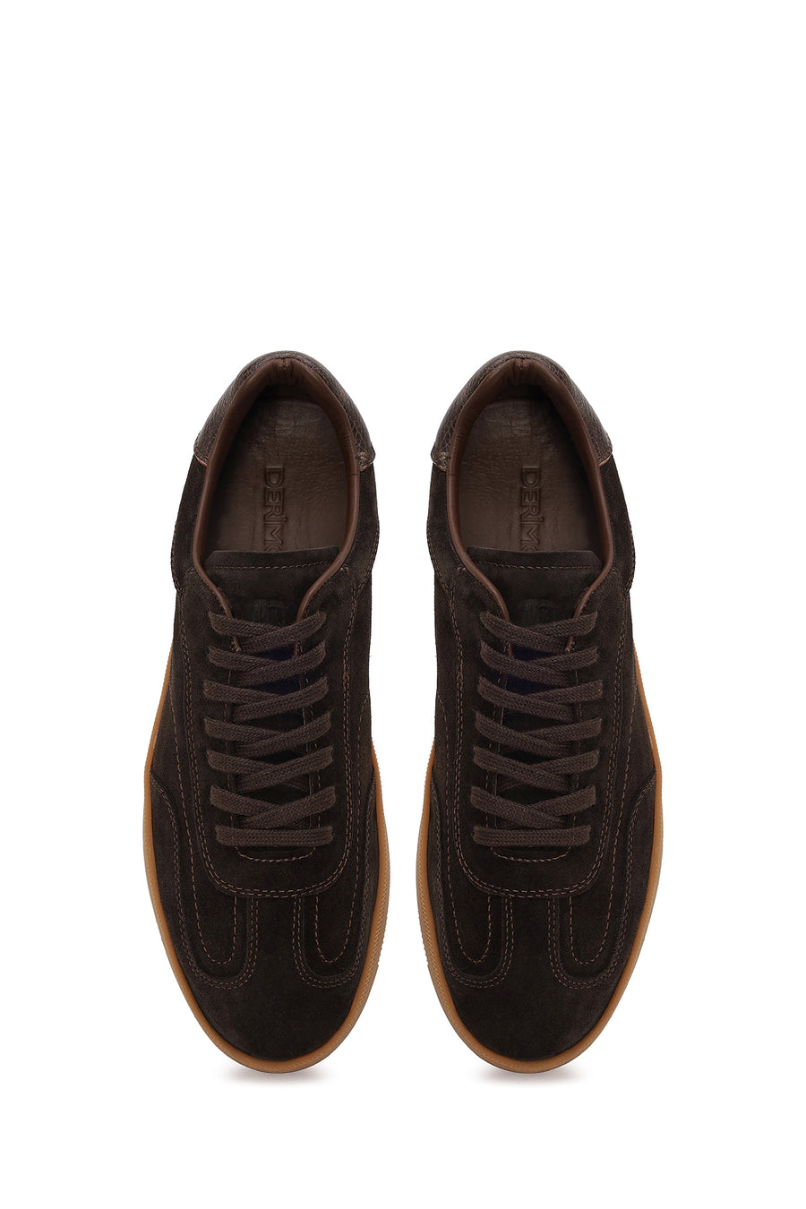 Male Brown Lace-Up Thick-Soled Suede Leather Sneaker