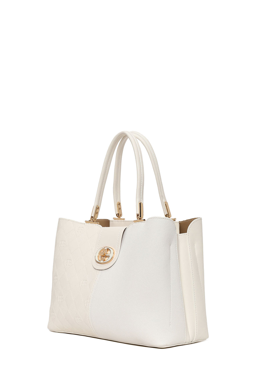 Woman White Long Strap Patterned Shoulder Bag