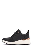 Skechers Women's Black Billion Lace-Up Zipper Detail Leather Sneaker | Derimod