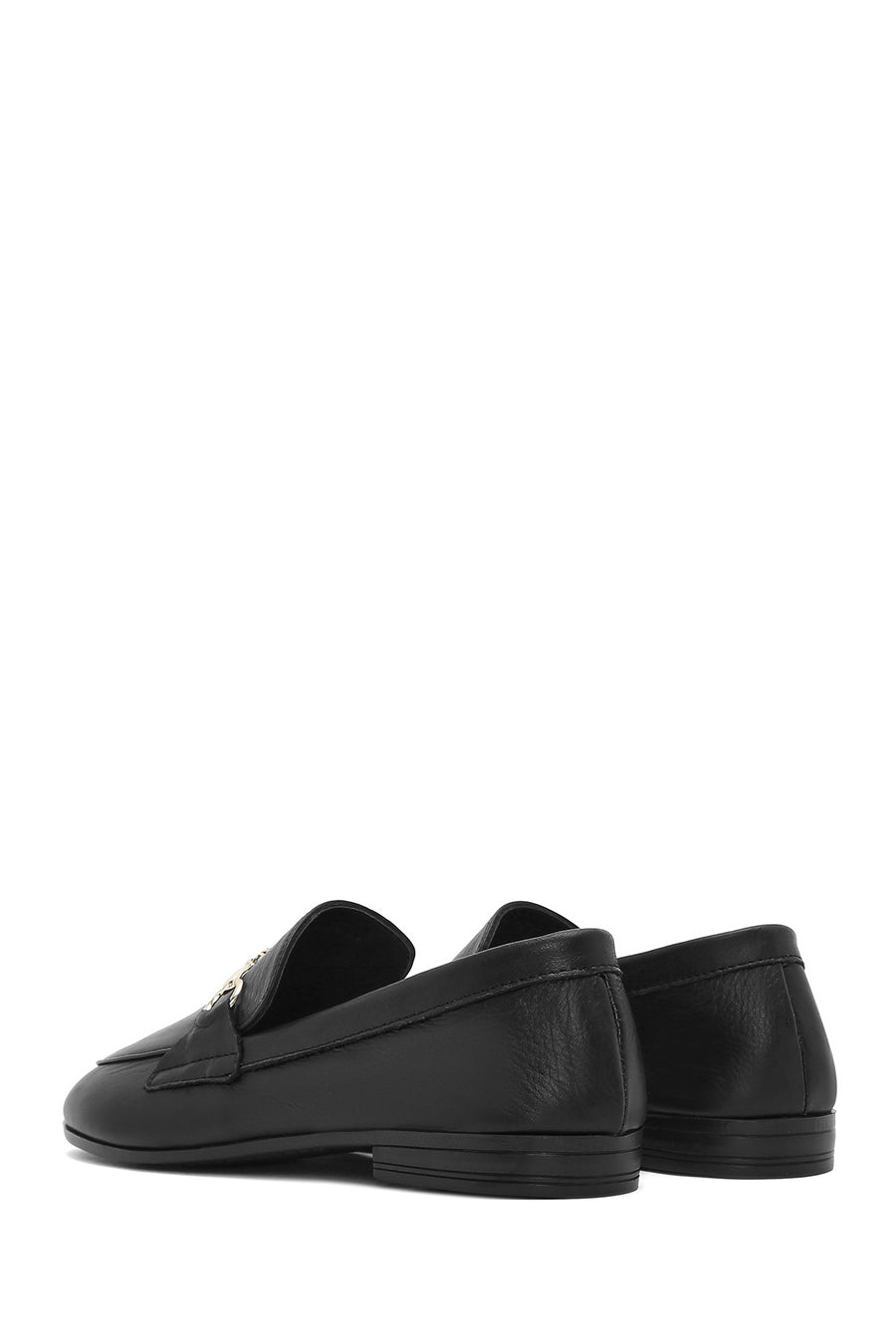 Kadın Siyah Deri Maskülen Loafer