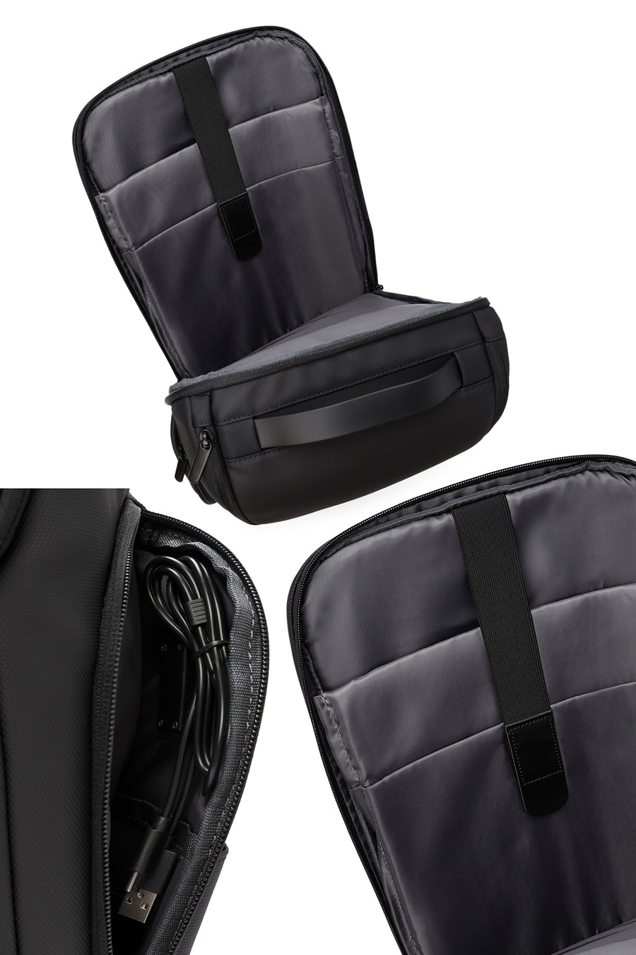 D-Pack Unisex Black Technological Fabric Backpack