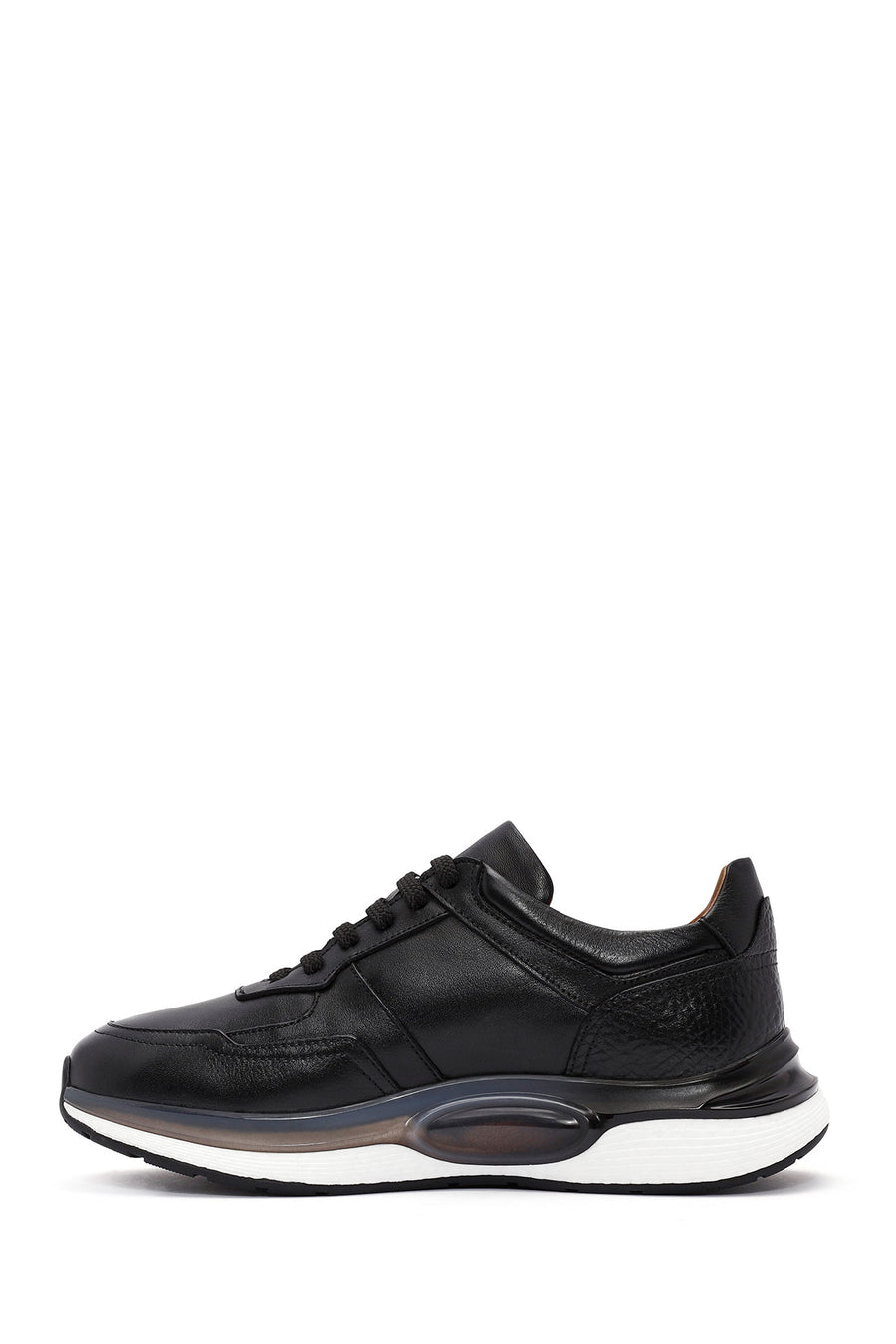 Men's Black Lace-up Leather Sneaker